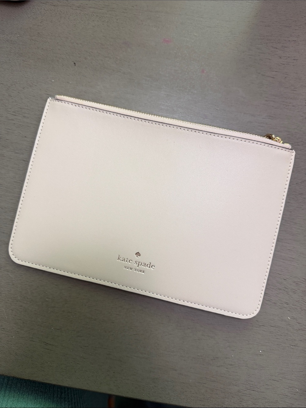 kate spade Pale Pink Leather Zip Wristlet Clutch
